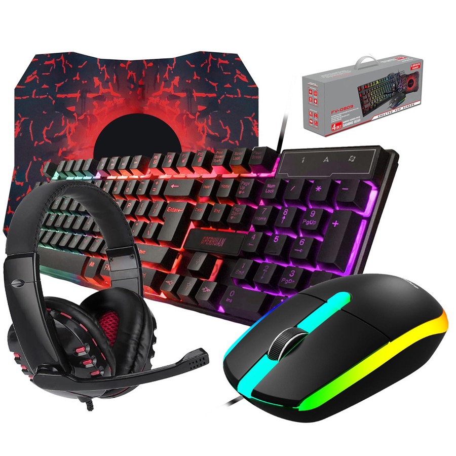 GPERHUAN Creator Desk Control - Wired Gaming Keyboard and Mouse Headset Combo